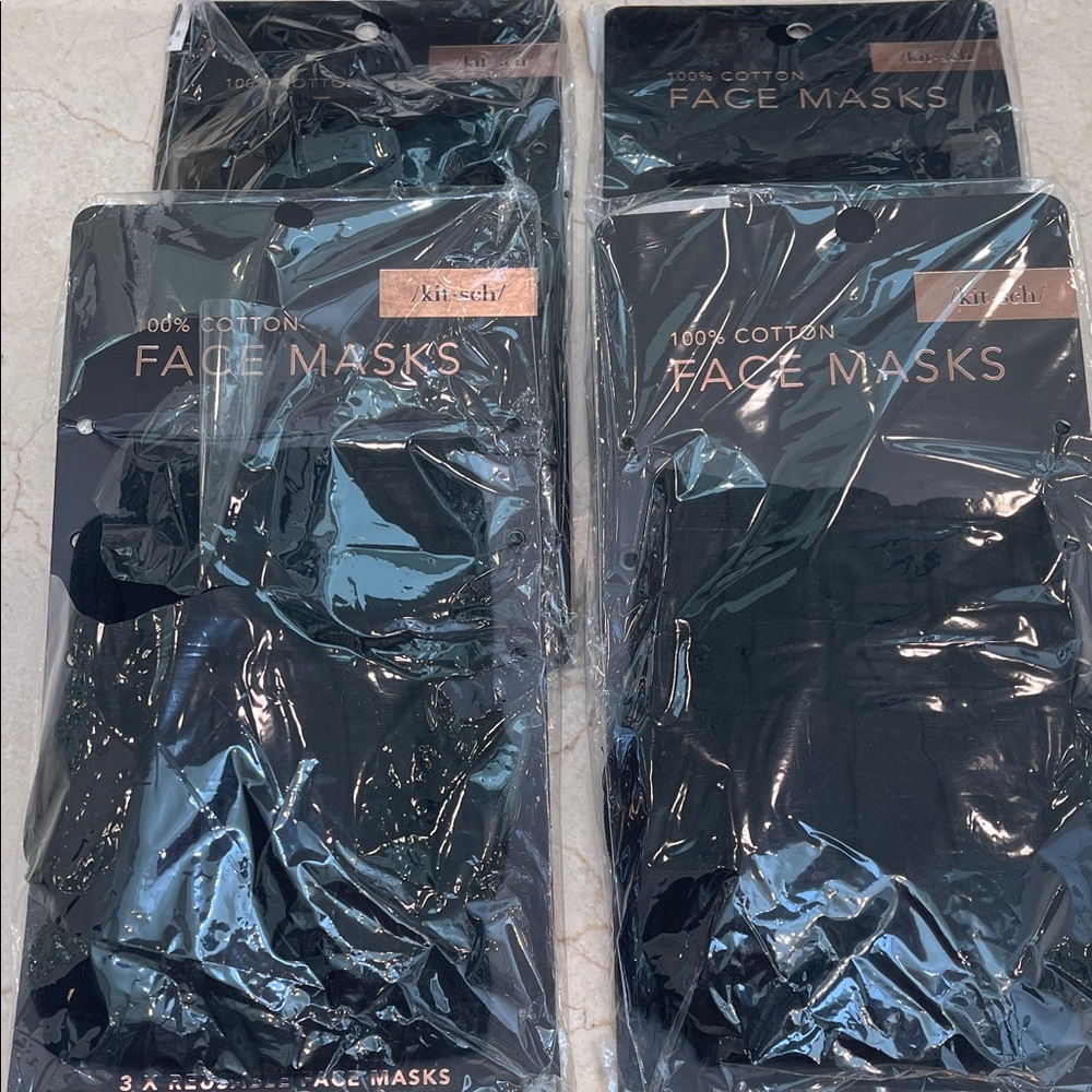 New Kitsch Black Cotton Face Masks Set